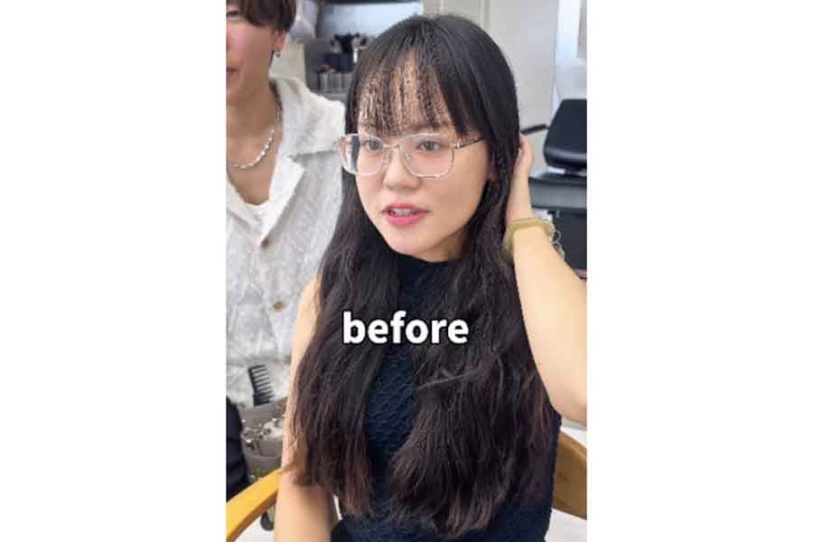 胸下まである豊かな超ロングヘアで来店した女性【出典：インスタグラム（view_terashi_short）よりスクリーンショット】